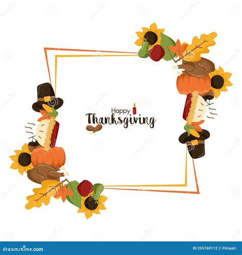 Happy Thanksgiving Square Border Stock Vector Illustration Of