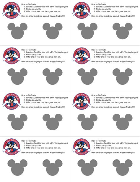 Pin Trading Cards Prints 8 To A Sheet Disney Cruise Info Disney