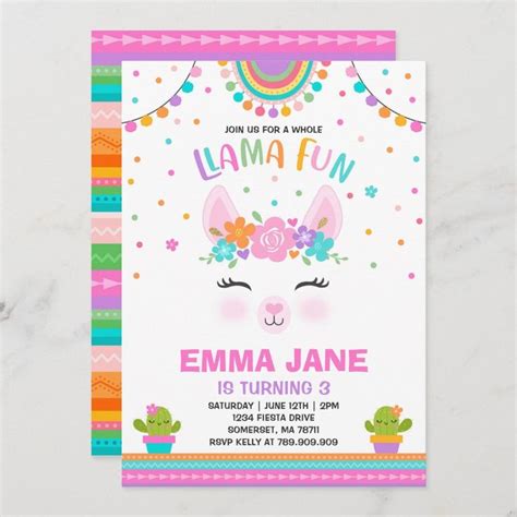 Llama Birthday Invitation Whole Llama Fun Party Zazzle Invitaciones