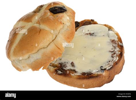 Toasted Buttered Hot Cross Bun Stock Photo Alamy