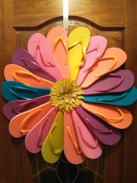 Flip Flop Flower Wreath Xl Flip Flops Secured To Wire Wreath Form With