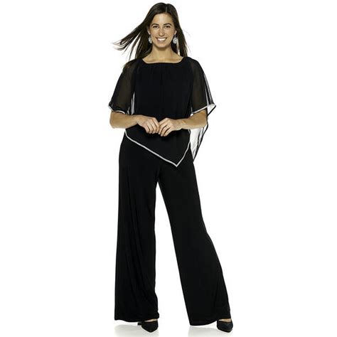 Plus Size Msk Sheer Poncho Rhinestone Trim Jumpsuit Boscovs