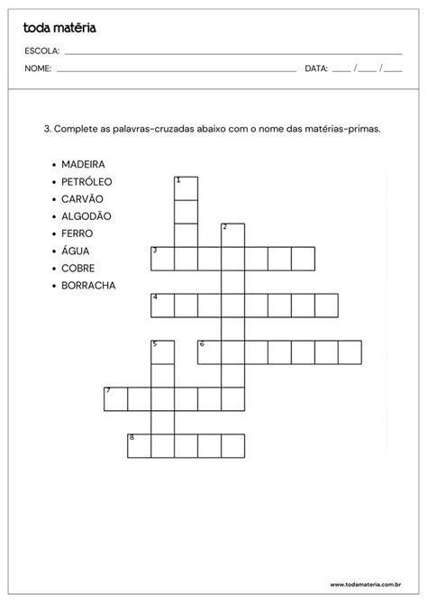 Atividade Sobre Materia Prima - Atividades sobre matéria-prima (para imprimir) - Toda Matéria