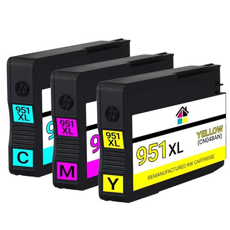 Hp 951xl High Yield Remanufactured Ink Cartridges 3pk 1ea Cmy Combo