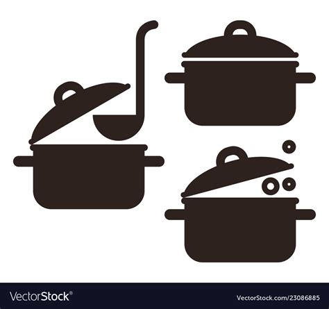 Cooking Pot Set Royalty Free Vector Image Vectorstock