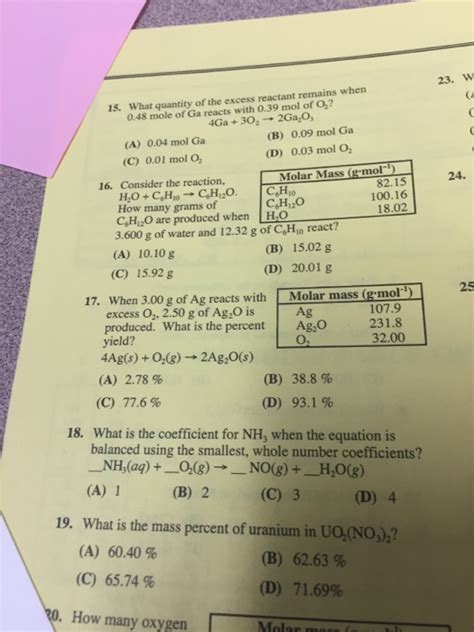 Solved What Quantity Of The Excess Reactant Remains When