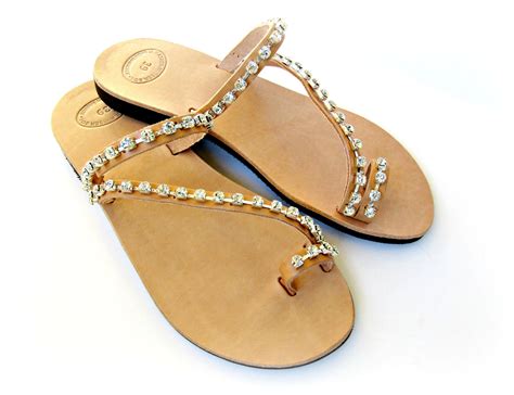 Leather Sandals Rhinestone Decorated Wedding Sandals - Etsy