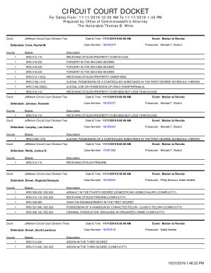 Court Docket - Fill Online, Printable, Fillable, Blank | pdfFiller