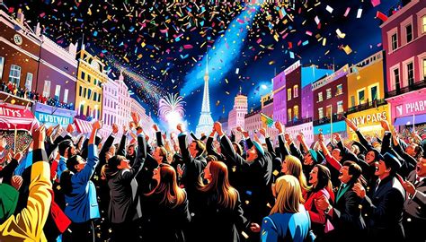 Vibrant Scenes Depicting Joyous Celebrations With Confetti Raining Down Amidst The Parade Of