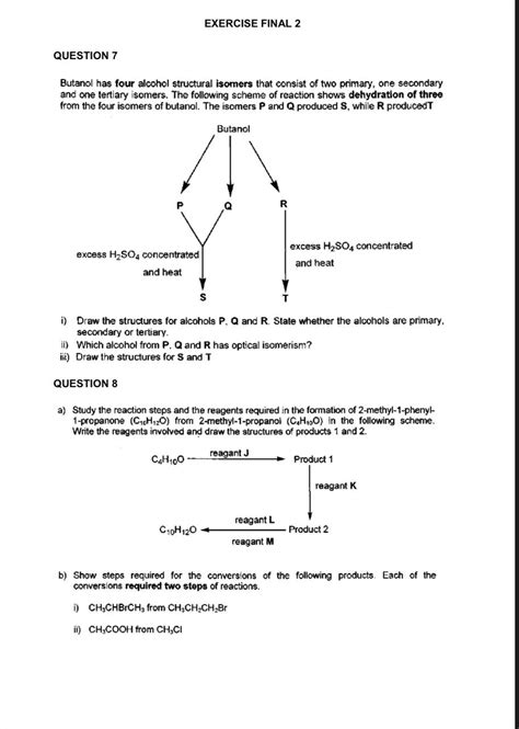 [solved] Exercise Final 2 Question 7 Butanol Has Four Alcohol Structural Course Hero