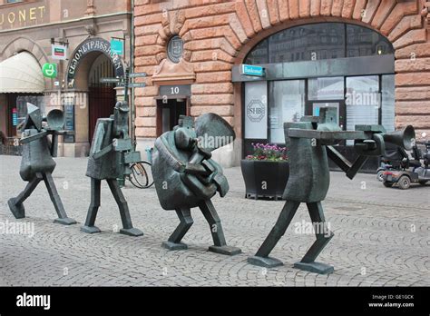 The Optimists Orchestra Sculpture At Sodergatan Street In Malm Stock