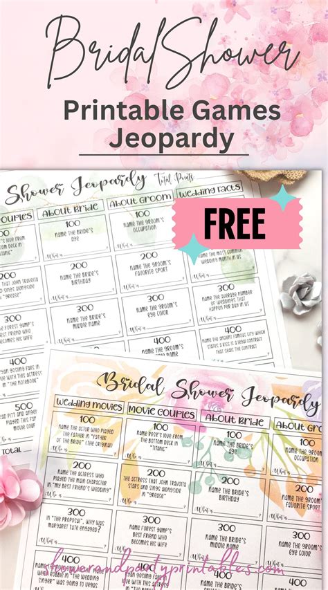 Free Printable Bridal Shower Jeopardy Questions 3 Versions Artofit