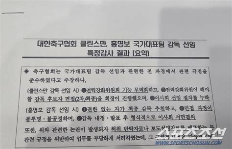 문체부 감사발표클린스만 홍명보 감독 선임과정 모두 규정과 절차 위반 속보 포텐 터짐 최신순 에펨코리아