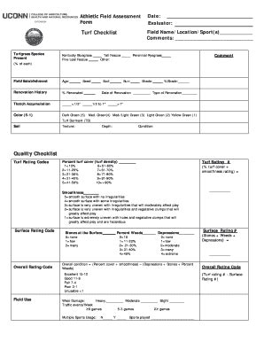 Fillable Online Ipm Uconn Athletic Field Assessment Date Form Evaluator