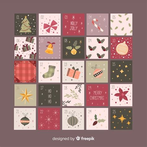 Calendario Adviento Vintage Vector Gratis