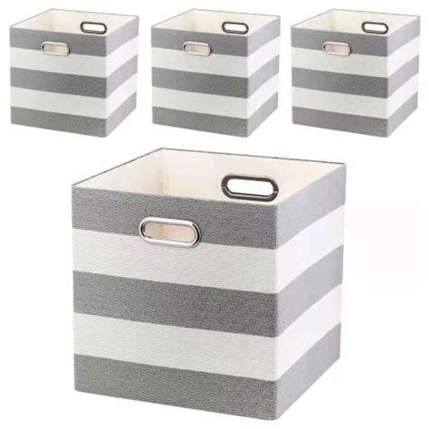 Posprica 12 x 12 Inch Square Collapsible Storage Cube, Grey Striped (4 Pack), 1 Piece - Harris ...