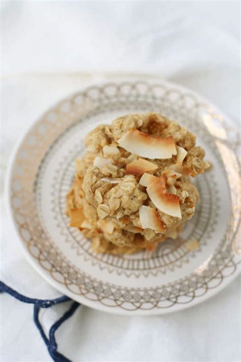 Chewy Toasted Coconut Oatmeal Cookies Gluten Free Vegan The Pretty Bee