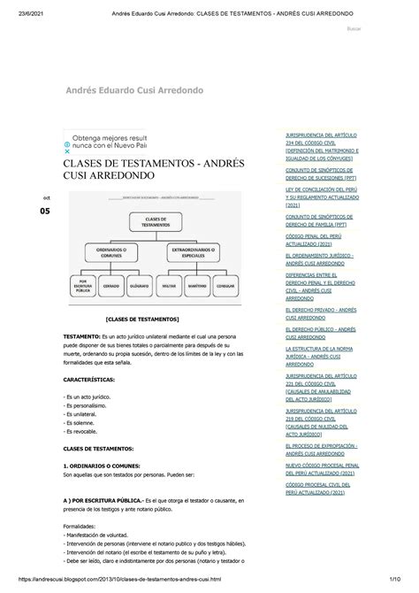 Andr S Eduardo Cusi Arredondo Clases De Testamentos Andr S Cusi