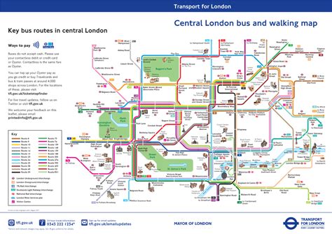 Central London Bus and Walking Map Key Bus Routes in Central London ...