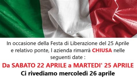 Chiusura 25 Aprile Tecnoserre