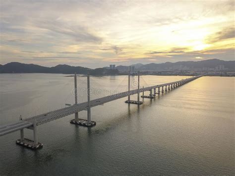 Aerial View Sunset Penang Second Bridge Stock Photo Image Of Skyline