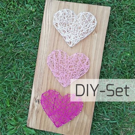 Diy Herzen Fadenbild Bastelset String Art Etsy