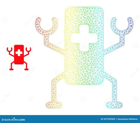 Rainbow Network Gradient Medical Nanobot Icon Stock Illustration