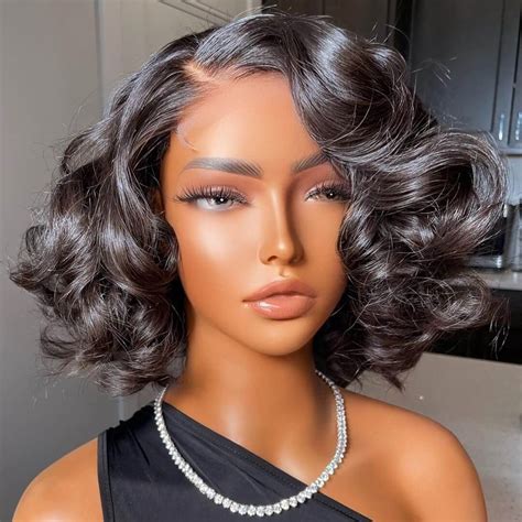 Glueless Short Bouncy Loose Wave Hd Lace Wig Recool Hair