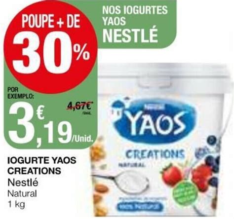 Promoção Iogurte Yaos Creations Nestlé Natural 1kg em Intermarché