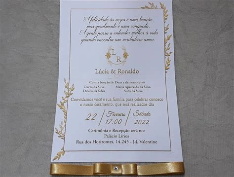 Convite De Casamento Dourado Elo7 Produtos Especiais