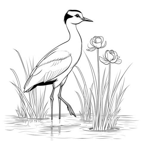 Premium Ai Image African Jacana Illustration Cute Flat Coloring Book