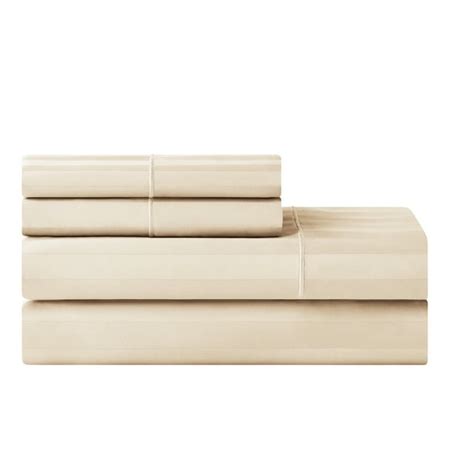 Hotel Style 4 Piece 600 Thread Count Tan Stripe Egyptian Cotton Bed