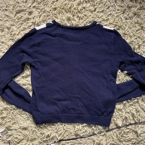 Brandy Melville Women S Navy And Blue Cardigan Depop