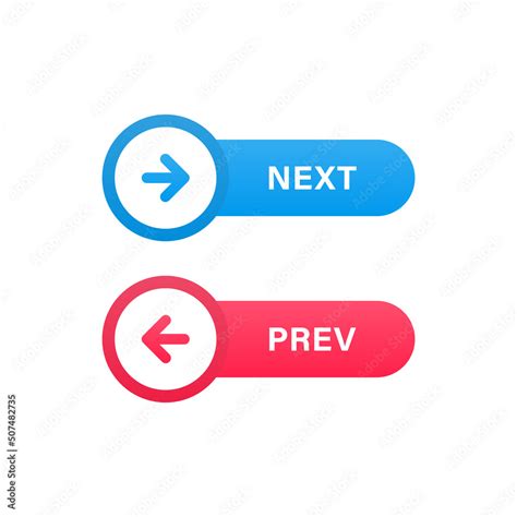 Next And Previous Buttons With Arrow Right Left Icon In Modern Label