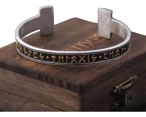 Pulsera De Lujo Hombre Diseño Runas Nórdicas Caja Vikings Meses sin