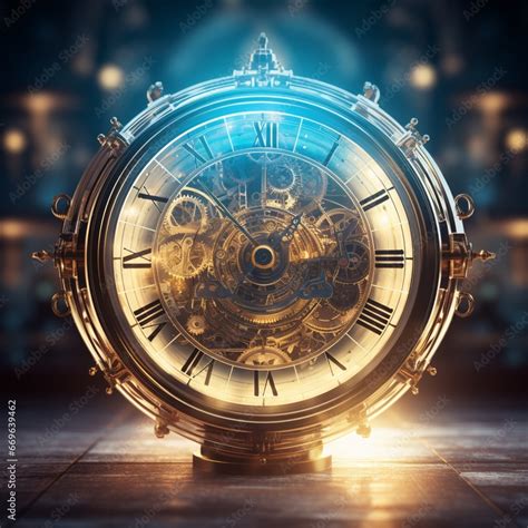 Time Machine Clock With Energy And Light Around It Stock Illustration