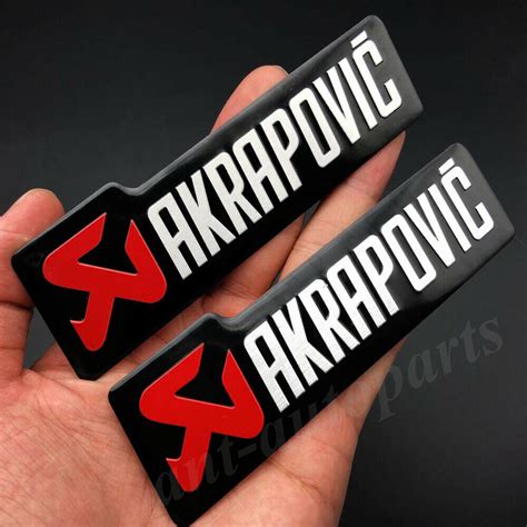 2pcs Metal AKRAPOVIC Exhaust Heat Resistant Foil Car Emblem Badge Decal