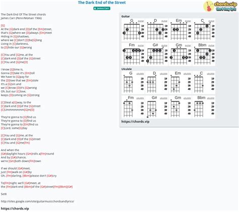 Chord The Dark End Of The Street James Carr Tab Song Lyric Sheet