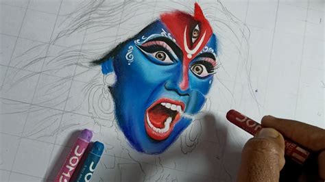 Oil Pastel Drawing Maa Kali Drawing With Oil Pastel Maa Kali Face Drawing Mahakali