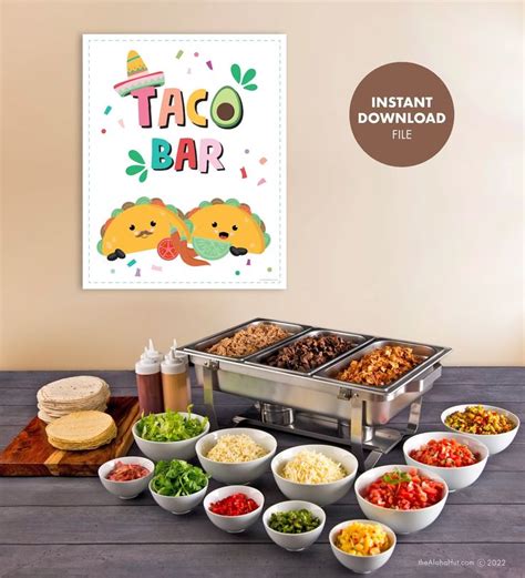 TACO BAR Sign Poster Fiesta Party Teacher Appreciation Printable