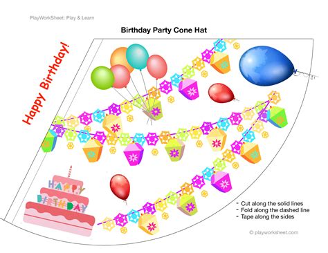 Template for a birthday party cone hat | Free Printables for Kids