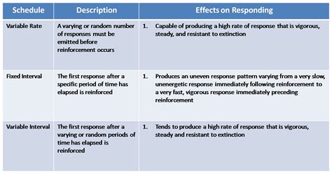 Identify The Four Schedules Of Reinforcement