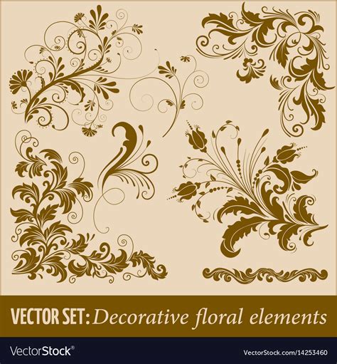 Set Of Hand Drawn Decorative Floral Royalty Free Vector