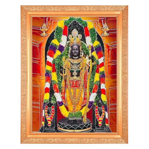 Original Ram Idol in Ayodhya Temple Zariart Print Elegant Photo in Golden Artwork Frame ...