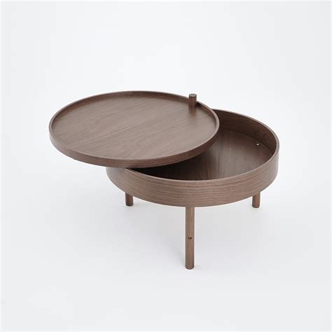 Free Shipping On Modern Round Wood Rotating Tray Coffee Table With