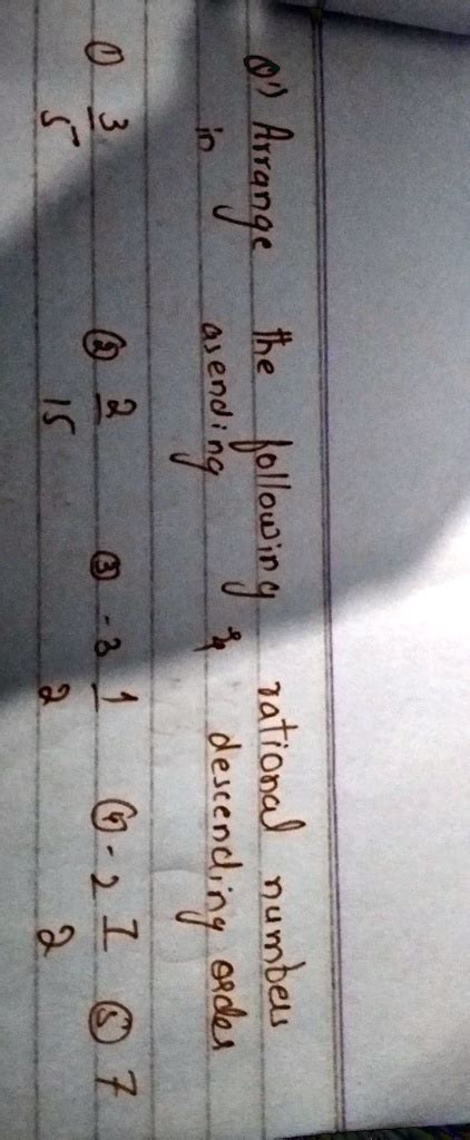 SOLVED Arrange The Following In Ascending And Descending Order