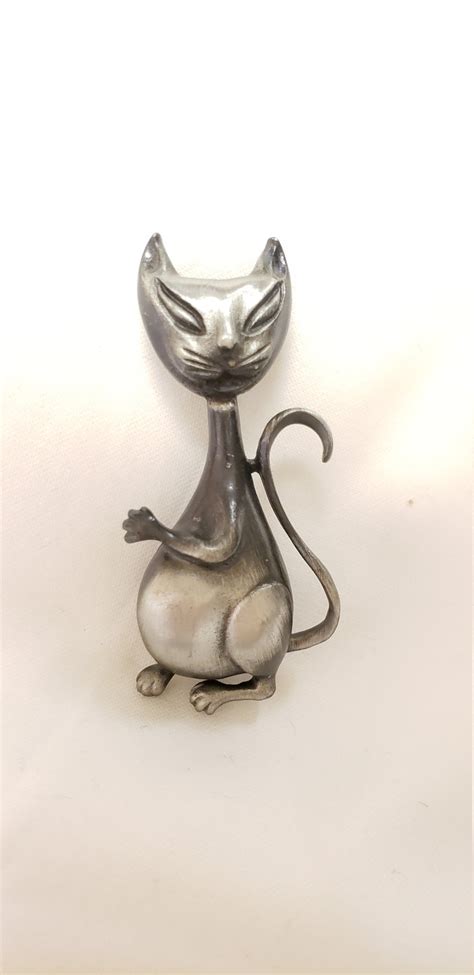 silver siamese cat brooch vintage pewter siamese cat brooch etsy