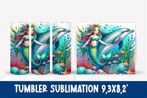 Cute Mermaid Sublimation Tumbler Png Wrap Design