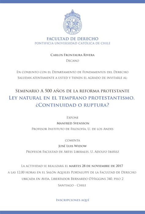 Seminario A 500 Años De La Reforma Protestante Ley Natural En El Temprano Protestantismo