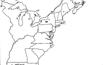 13 Colonies Blank Map - Free Printable Maps